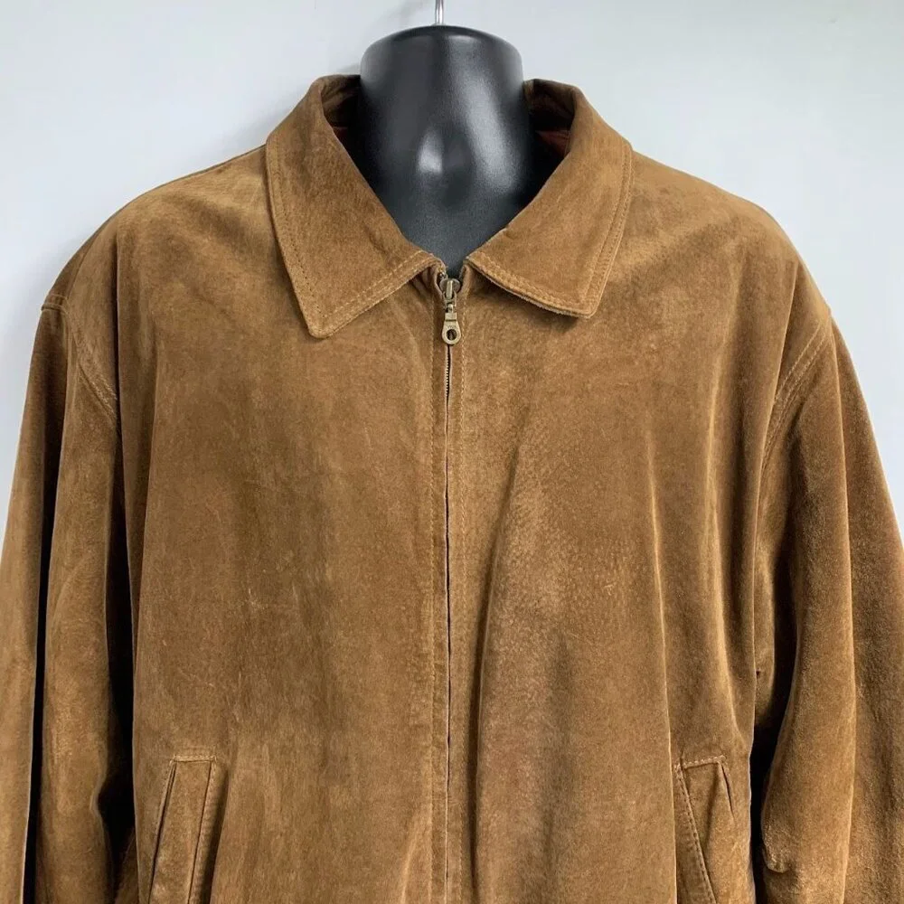 Norm Thompson Men's Vintage Suede Leather Zip Up Bomber Jacket Size‎ L